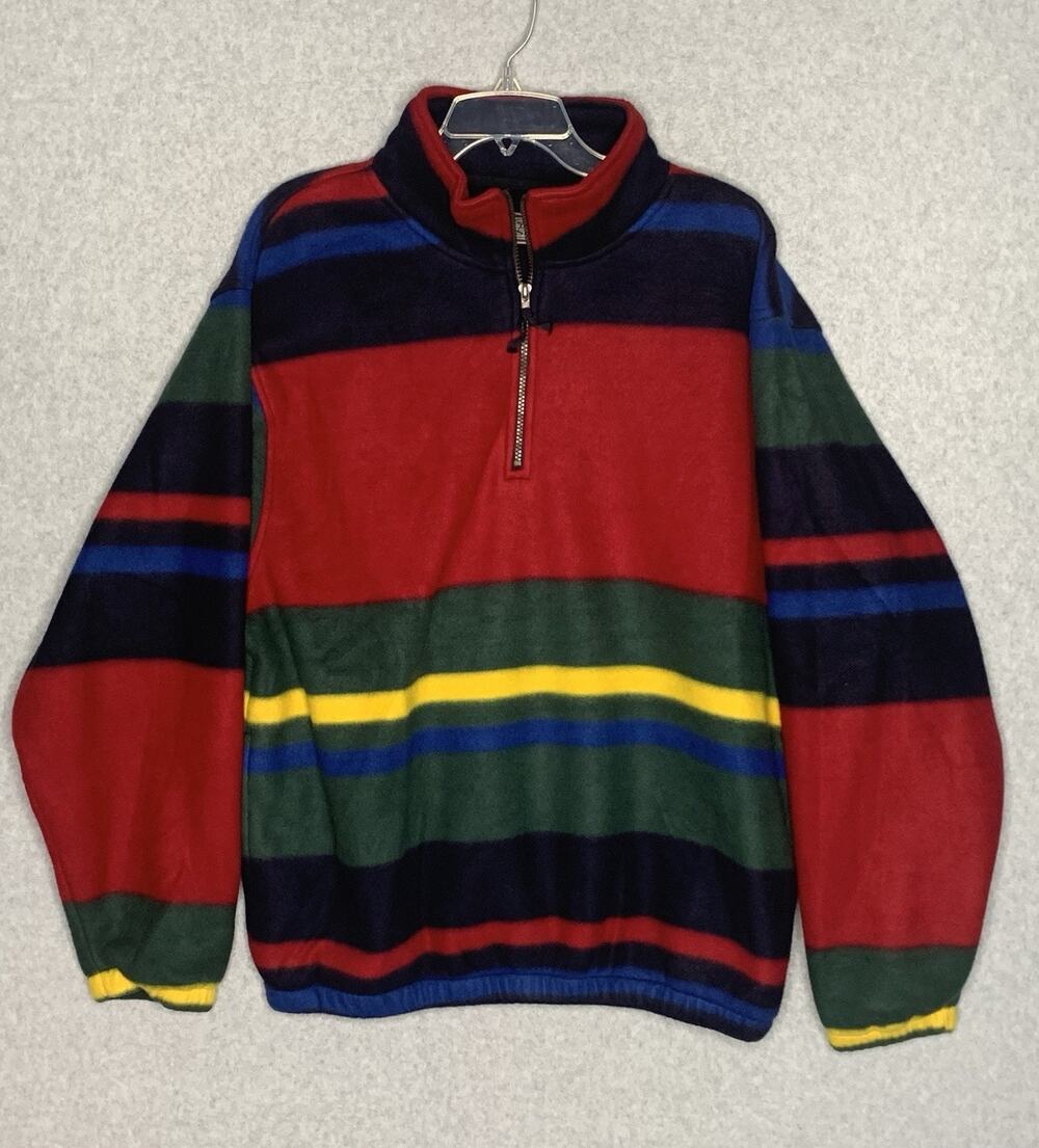 90s Colorblock Striped Fleece Pullover Large M.E. Sport Vintage Gorpcore